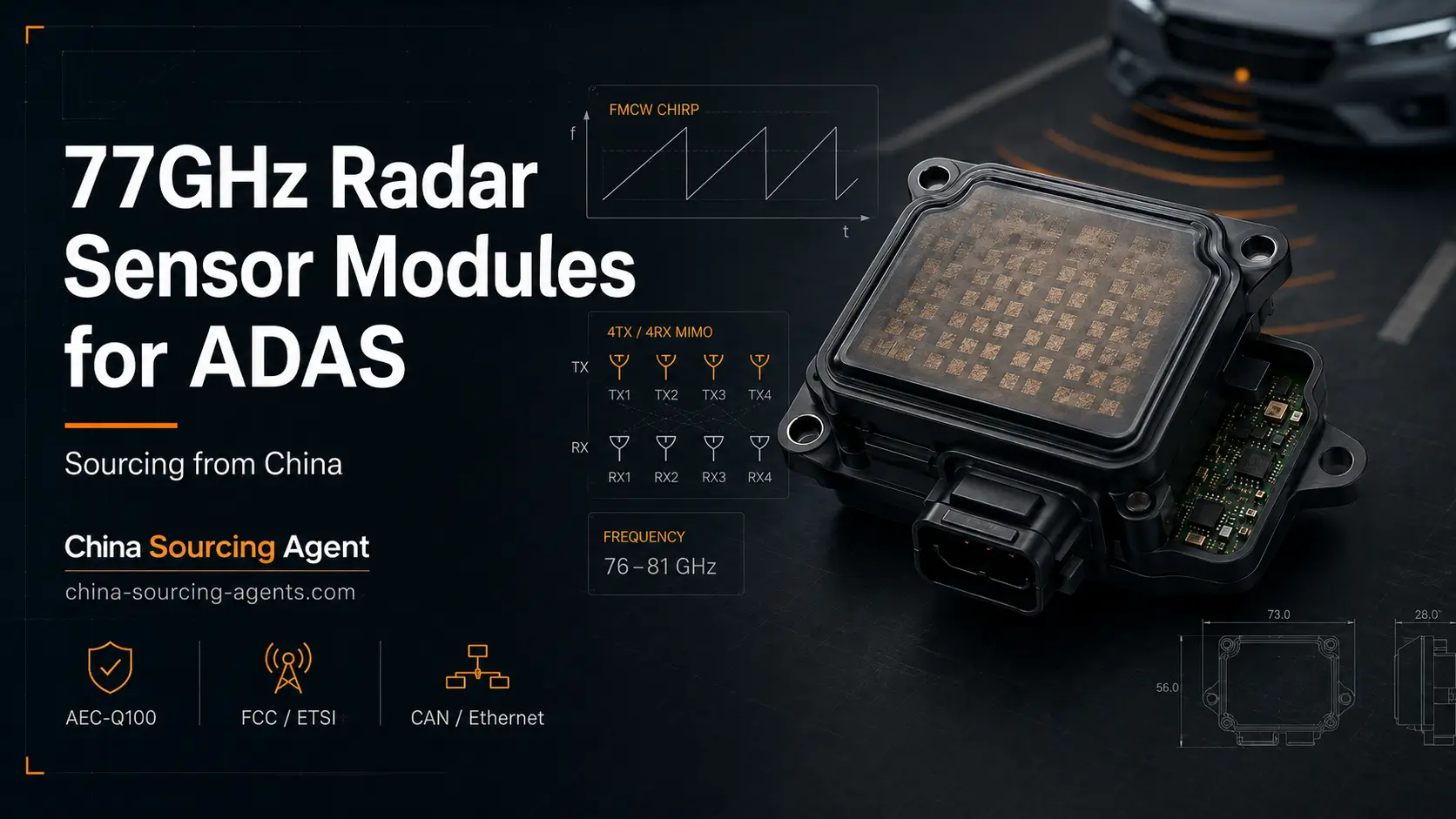 77GHz FMCW radar sensor module for ADAS