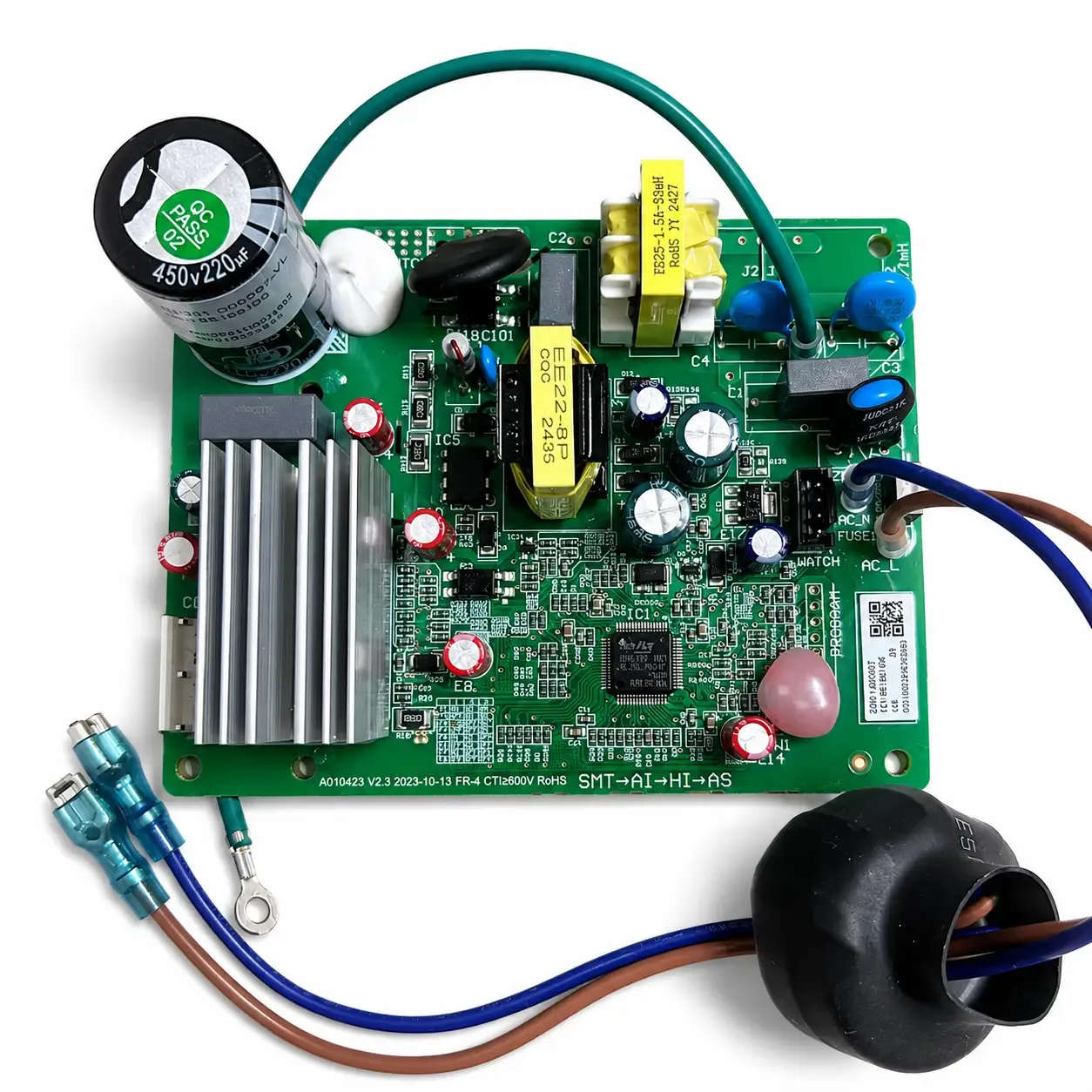 Air conditioner outdoor-unit DC inverter control board (TCL-family A010423, FR-4 CTI≥600V) sourced from China